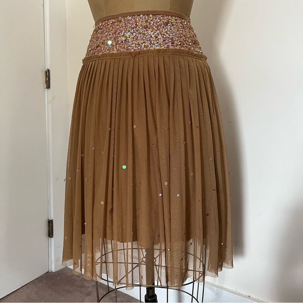 Basil & Maude Embellished Pleated Tulle Midi Skirt